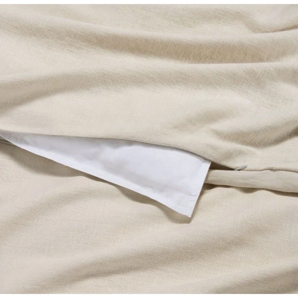 Full/Queen Heavyweight Linen Blend Duvet Cover & Sham Set Natural - Casaluna NEW